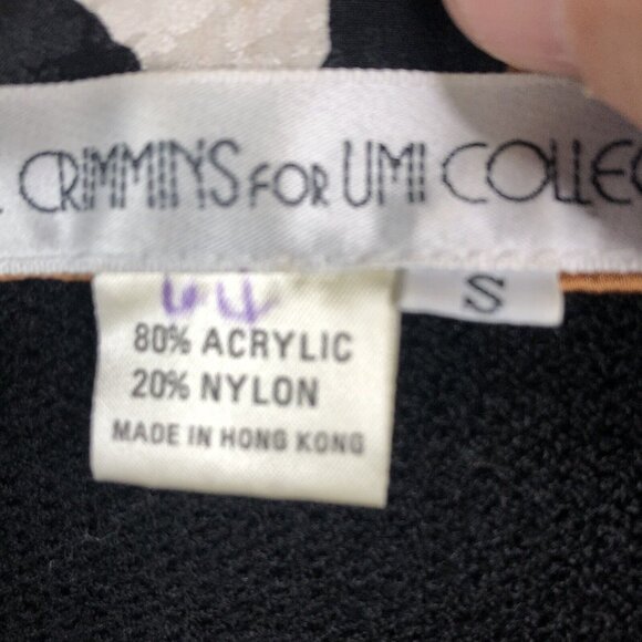 Vintage Anne Crimmins  Sweater Womens Small Black Cheetah Print Career Scarf 80s - Picture 9 of 16